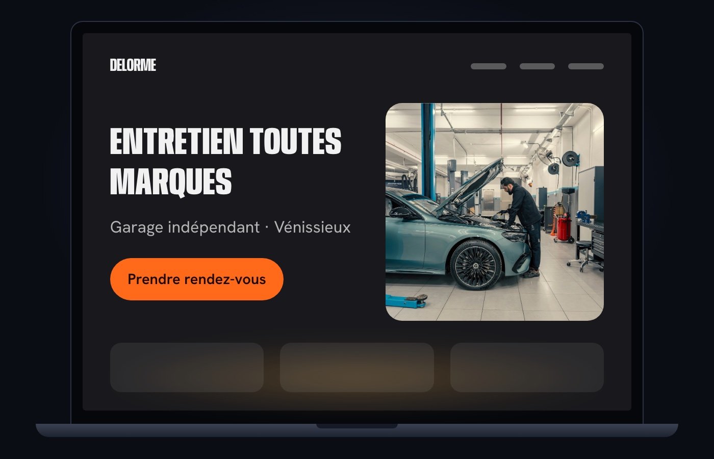 Le site de Garage Delorme sur un ordinateur portable