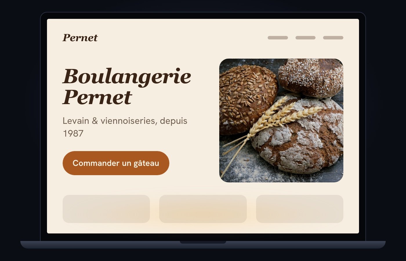 Le site de Boulangerie Pernet sur un ordinateur portable