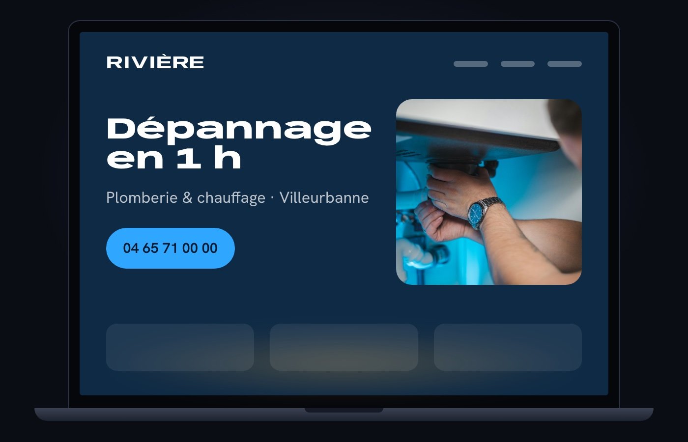 Le site de Rivière Plomberie sur un ordinateur portable