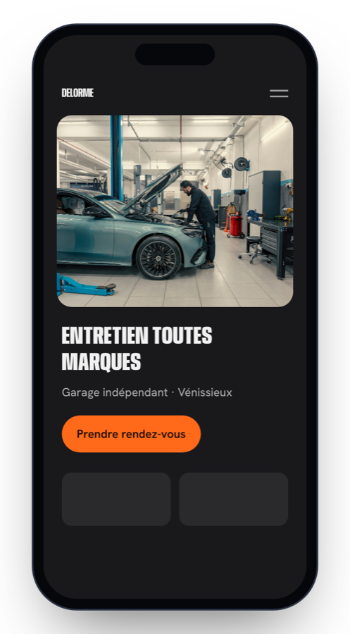 Le site de Garage Delorme sur un téléphone