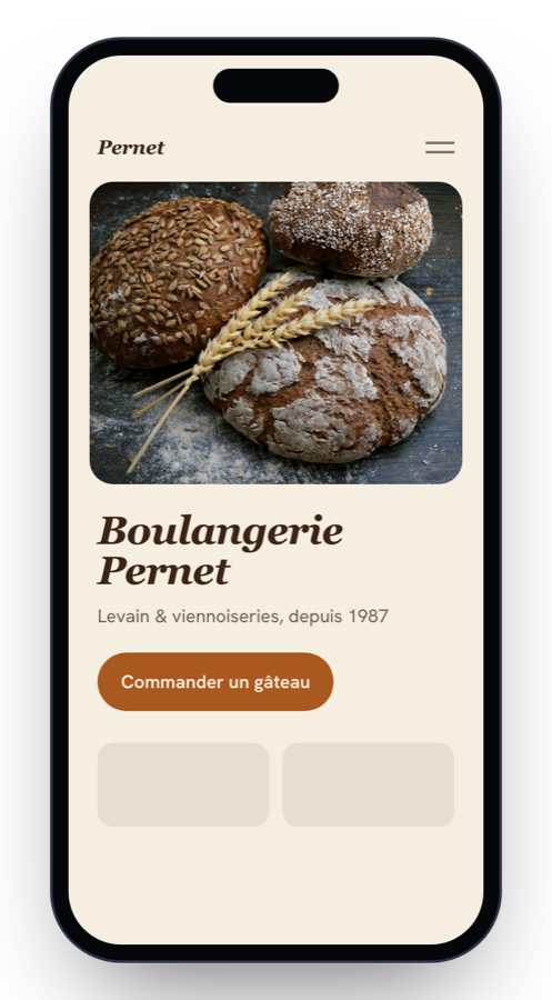 Le site de Boulangerie Pernet sur un téléphone